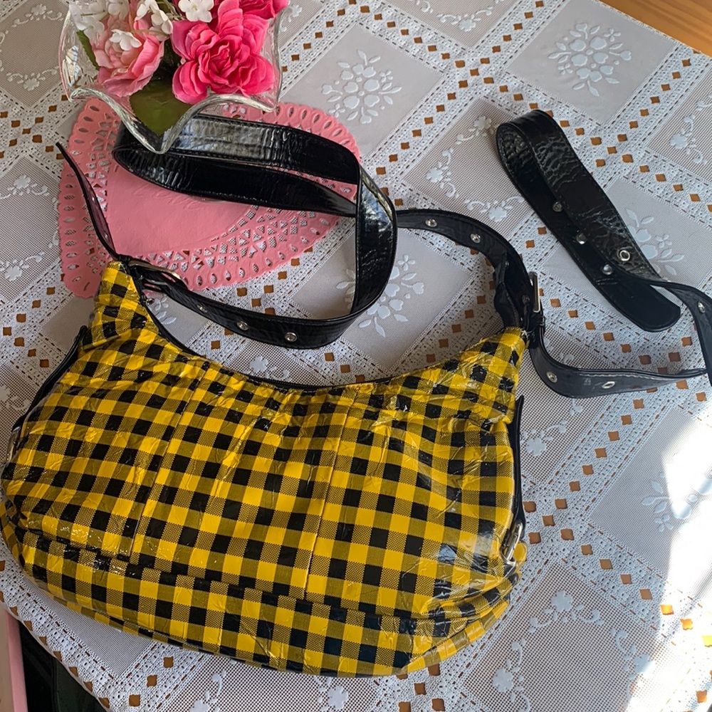 Yellow and Black checker Bag